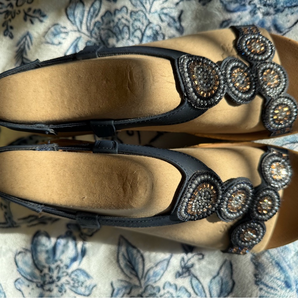 Elegant Navy Beaded Women's Sandals